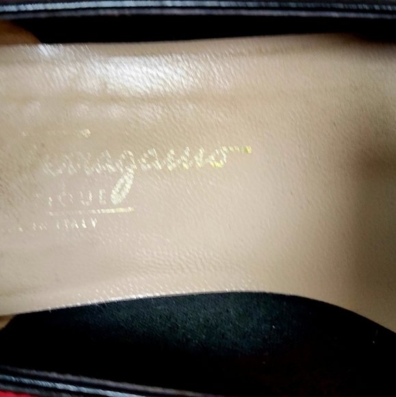 FERRAGAMO | Luisetta style | 9.5 women | Black leather & Lizard trim - Picture 7 of 9
